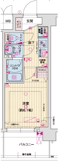 京都市南区上鳥羽勧進橋町のマンションの間取り