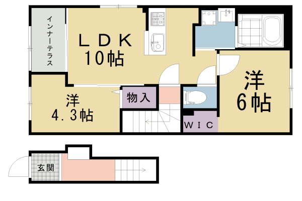 京都市北区西賀茂北川上町のアパートの間取り