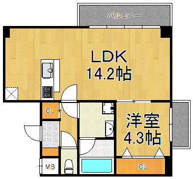 西宮市弓場町のマンションの間取り