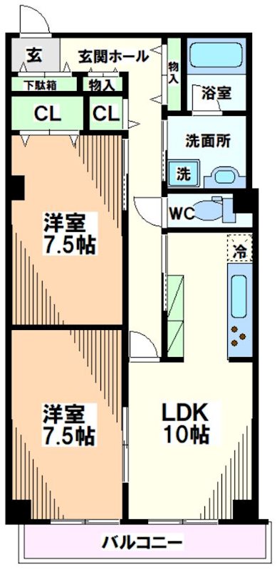 国立市東のマンションの間取り