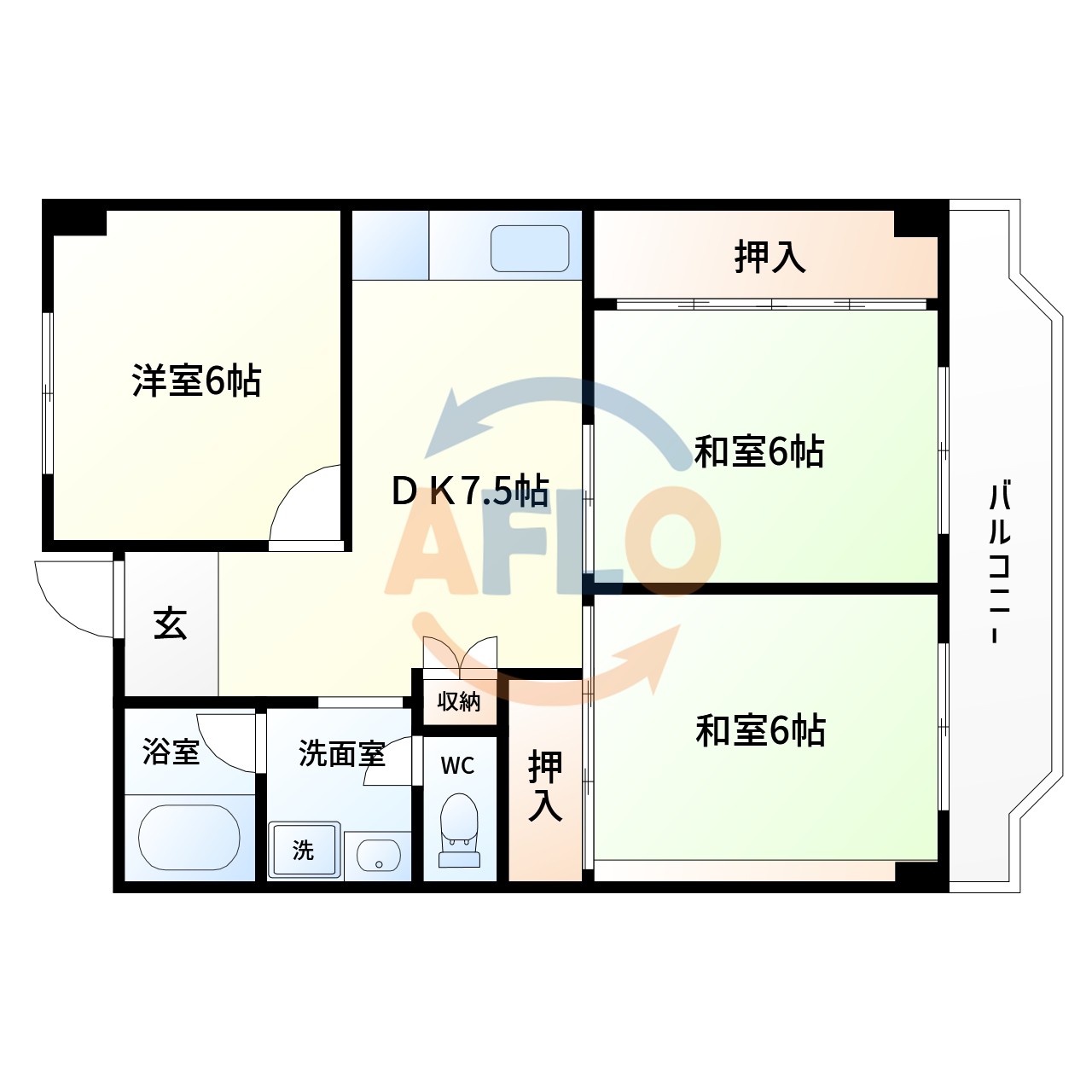 大阪市港区築港のマンションの間取り