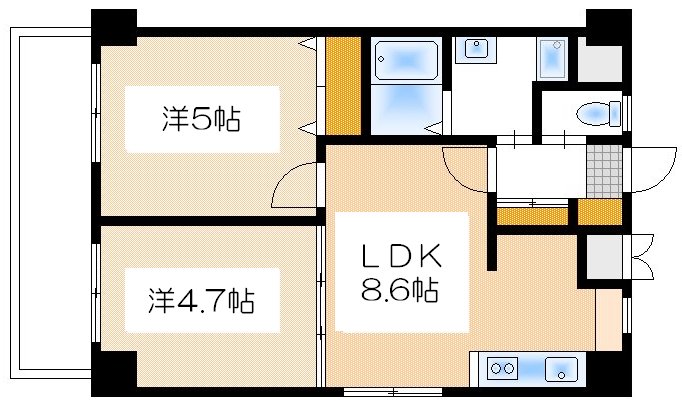 広島市西区古江西町のマンションの間取り