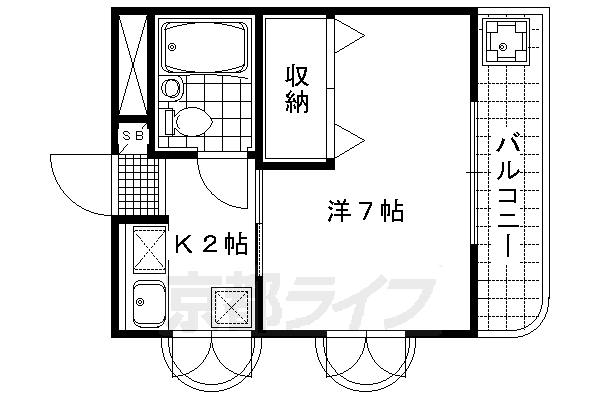 京都市右京区太秦中筋町のマンションの間取り