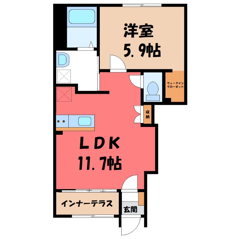 栃木市平柳町のアパートの間取り