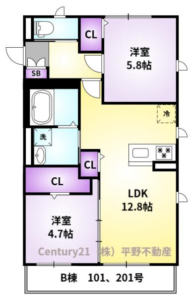 アルビレッジ　B棟の間取り