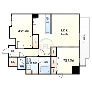 大阪市中央区農人橋のマンションの間取り