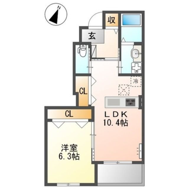 八王子市東中野のアパートの間取り