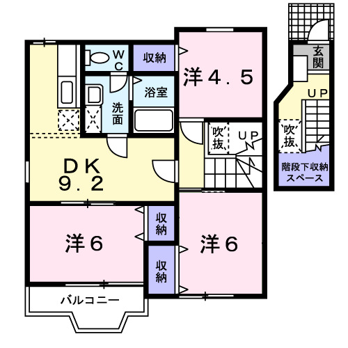 南アルプス市山寺のアパートの間取り