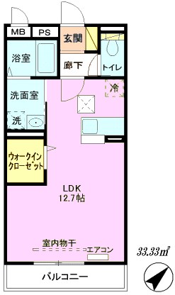 ラビネ和光(D-ROOM)の間取り