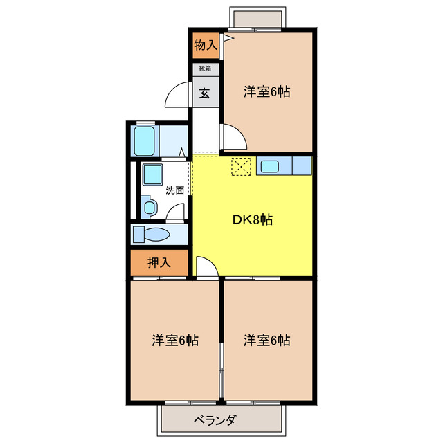 グリンビューわかぞのF棟_間取り_0
