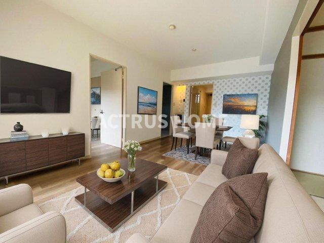 居室・リビング　AIで家具等を配置したもので家具等は含まれません。