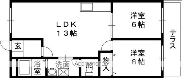 京阪本線 香里園駅 徒歩25分 5階建 築38年の間取り写真