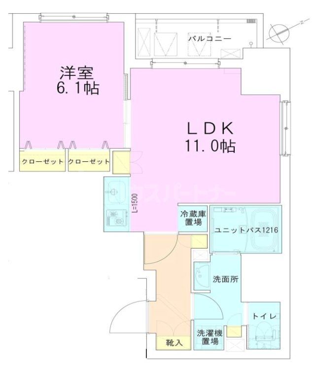 東京メトロ東西線 門前仲町駅 徒歩2分 13階建 築13年の間取り写真