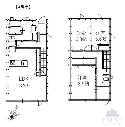 ＪＲ福塩線 万能倉駅 徒歩31分 2階建 新築の間取り写真