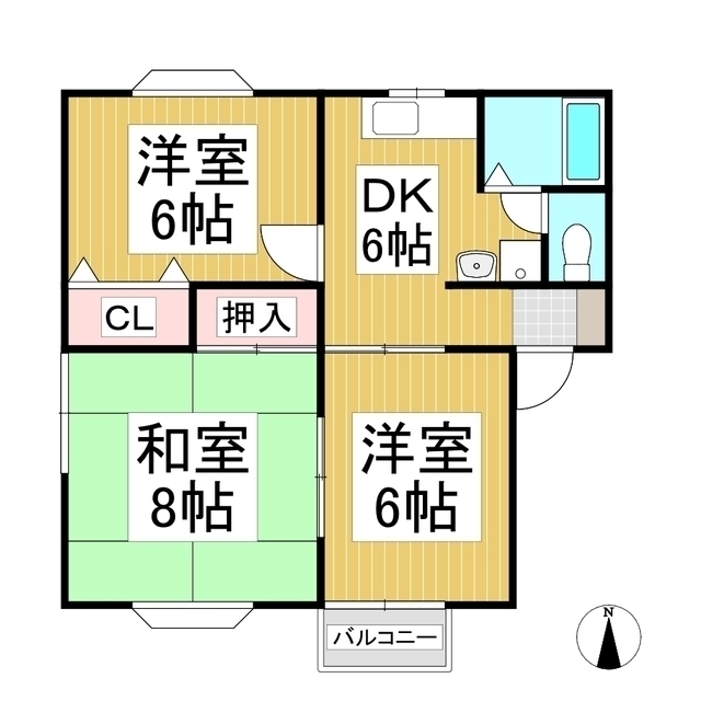 長野電鉄長野線 信州中野駅 徒歩16分 2階建 築27年の間取り写真