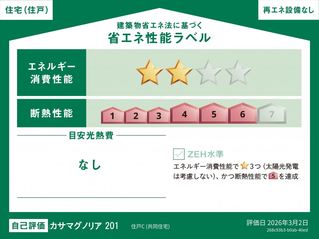 省エネ性能ラベル　ZHE認証取得済み