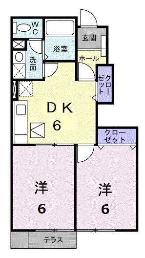 宇部市大字東岐波のアパートの間取り