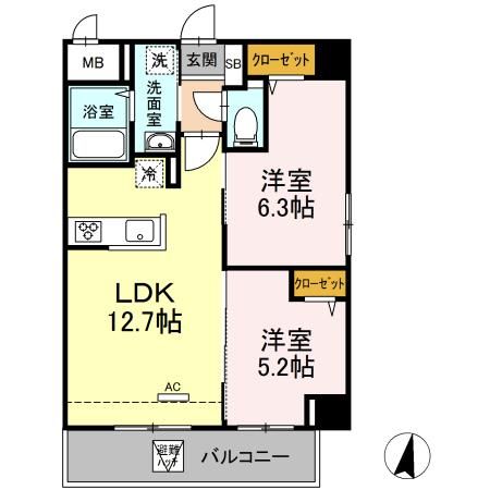 メゾン・ド・ウミライ　松江駅前の間取り