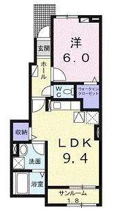 安芸高田市吉田町国司のアパートの間取り