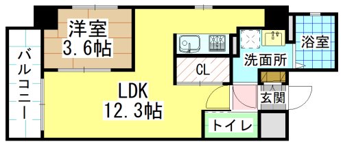 【北九州市小倉北区三萩野のマンションの間取り】