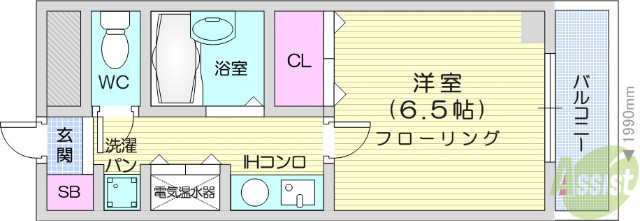 仙台市宮城野区鶴巻のマンションの間取り