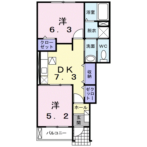 福山市神辺町のアパートの間取り