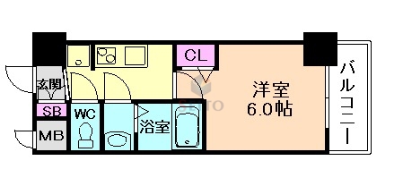 大阪市西淀川区野里のマンションの間取り