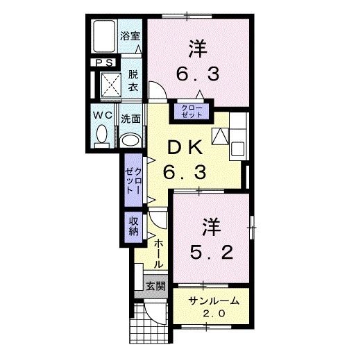 敦賀市金山のアパートの間取り