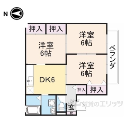 長浜市弥高町のアパートの間取り