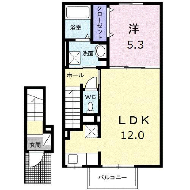 東温市北方のアパートの間取り