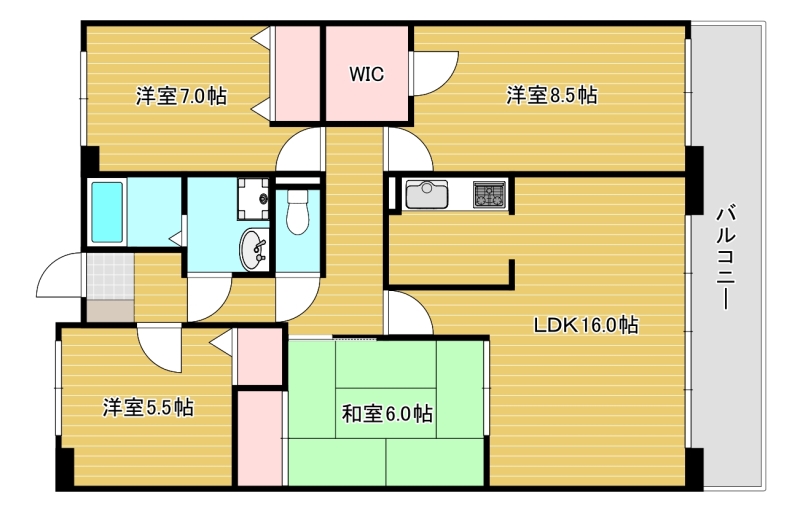 大東市幸町のマンションの間取り