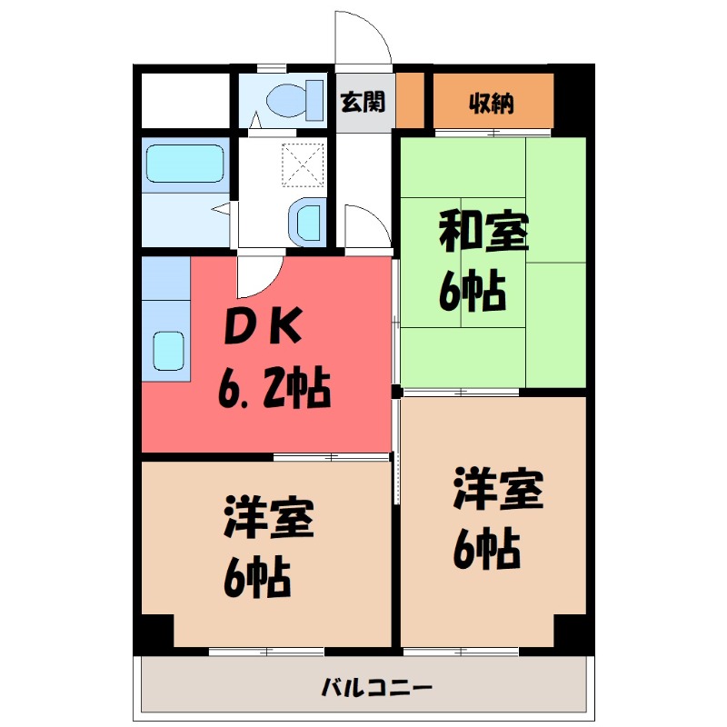 伊勢崎市曲輪町のマンションの間取り