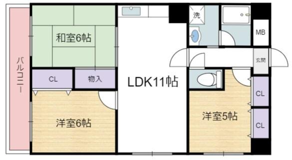 シャルマンハイツ住之江の間取り