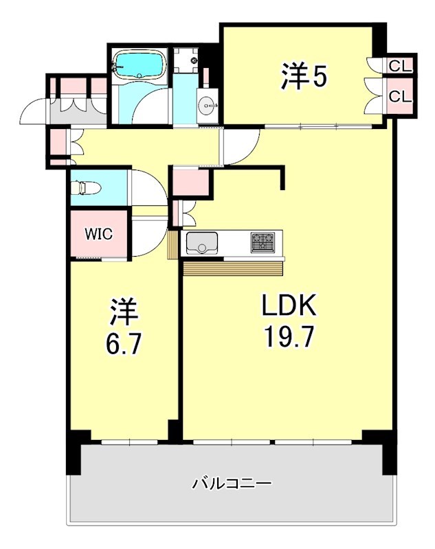 神戸市中央区新港町のマンションの間取り