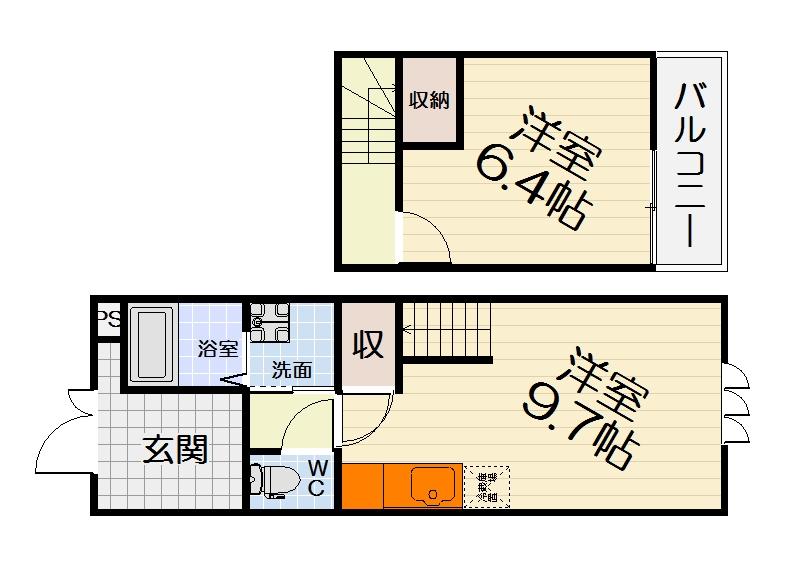 泉大津市式内町のアパートの間取り