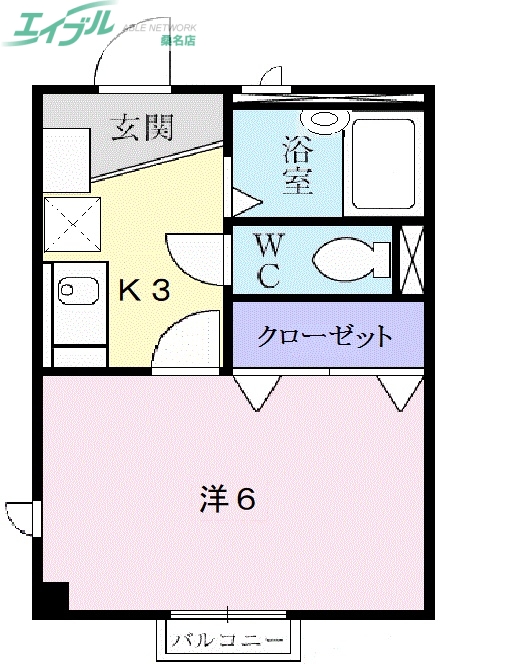 桑名市大字江場のアパートの間取り