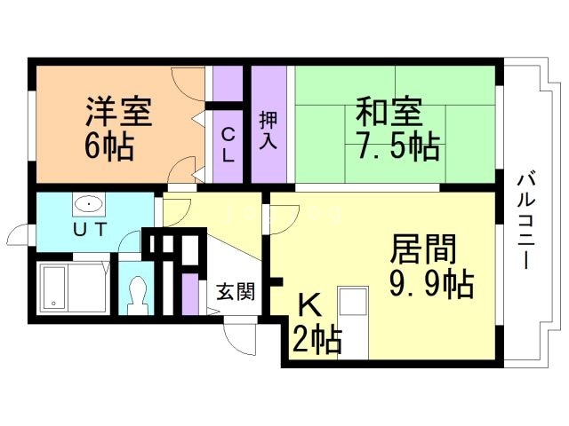 札幌市豊平区福住二条のマンションの間取り