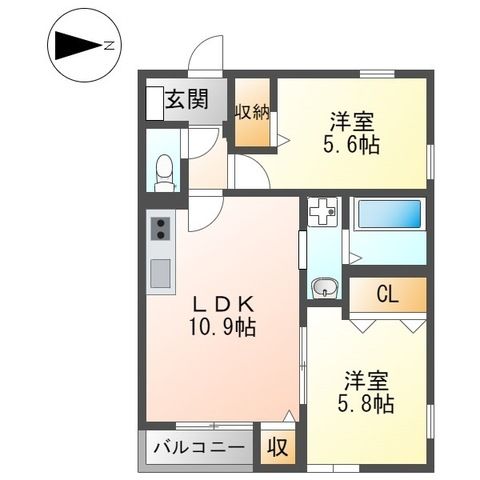 鎌倉市長谷のマンションの間取り