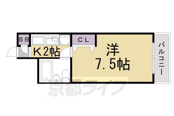 京都市右京区嵯峨天龍寺若宮町のマンションの間取り