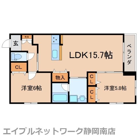 静岡市駿河区豊田のマンションの間取り