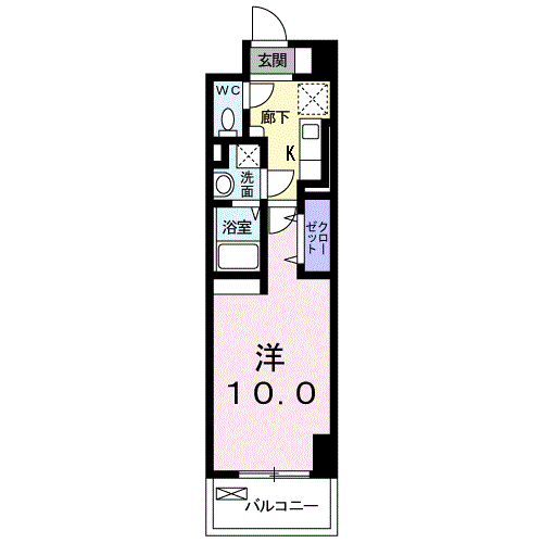 岡山市北区柳町のマンションの間取り