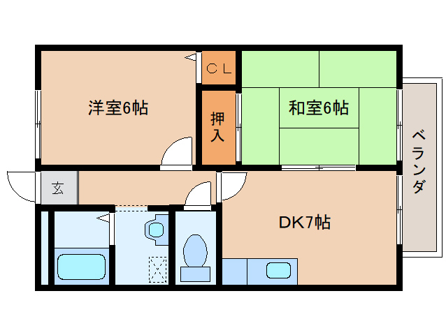 木津川市兜台のアパートの間取り