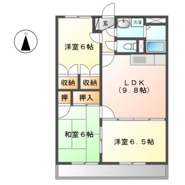 松阪市駅部田町のマンションの間取り