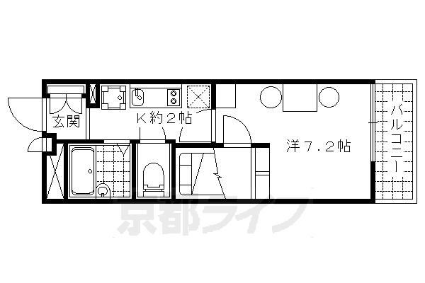 京都市伏見区石田大山町のアパートの間取り