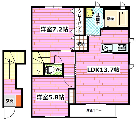 【安芸郡熊野町石神のアパートの間取り】