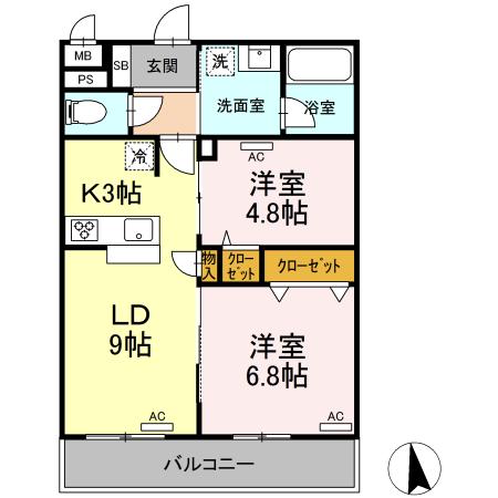 日野市万願寺のマンションの間取り