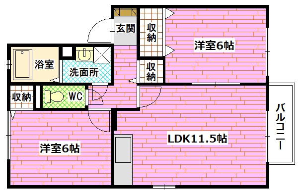 広島市安芸区中野のアパートの間取り