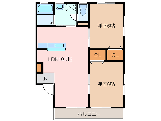 津市白塚町のアパートの間取り