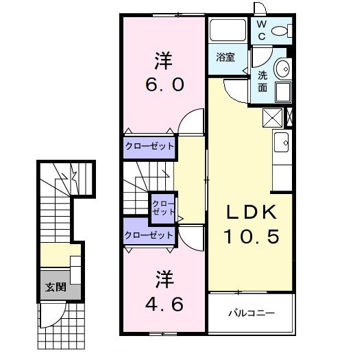 あま市金岩のアパートの間取り