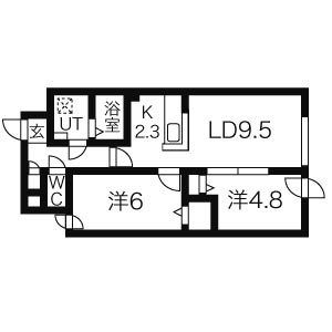 札幌市中央区北四条西のマンションの間取り